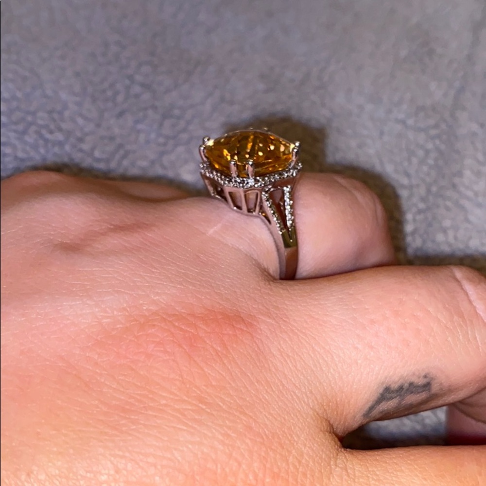 Citrine Cushion Cut Ring - image 4